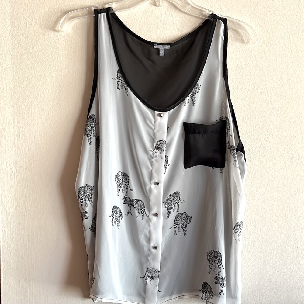 Black & white sheer cheetah blouse